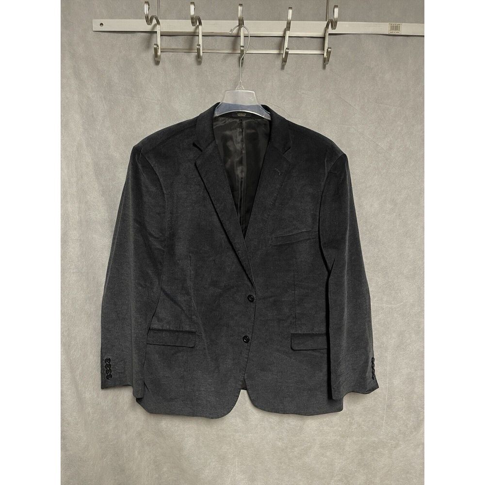 Adolfo Blazer Men's 50R Gray Cotton 2B Velvet Academia Career Coat Jacket Luxury